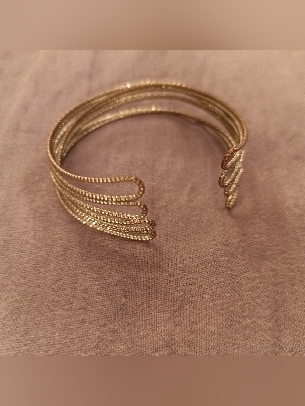 Vintage Textured Gold Tone & Silver Tone Cuff Bracelet